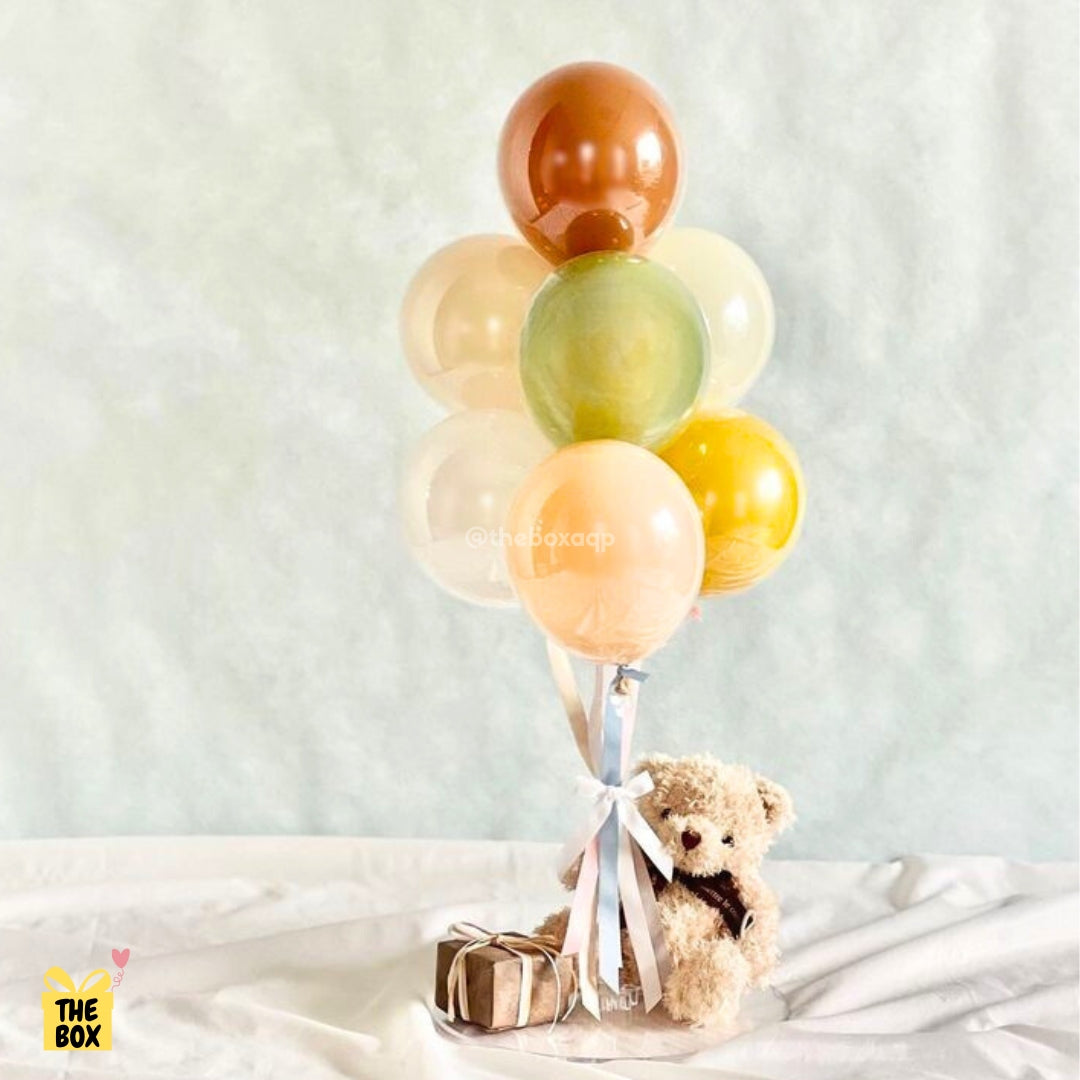 Bouquet de globos más oso de peluche