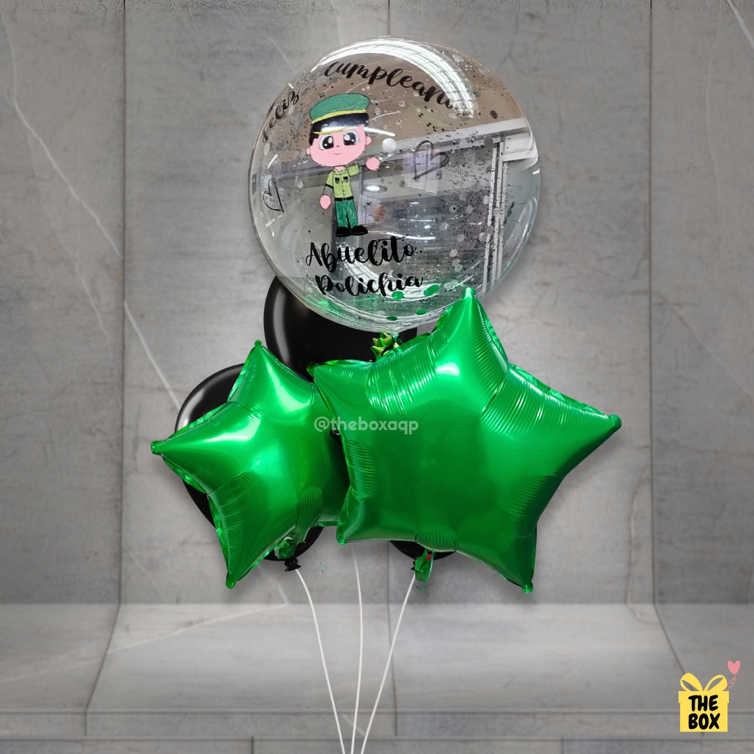 Bouquet globo Burbuja Personalizado para Policia