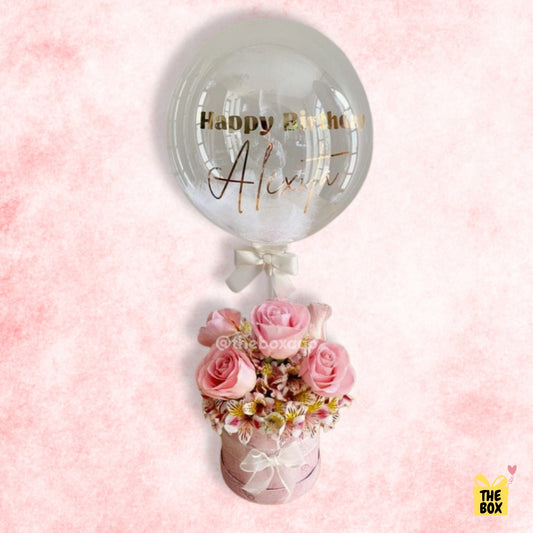 Cajita de flores con Globo gigante