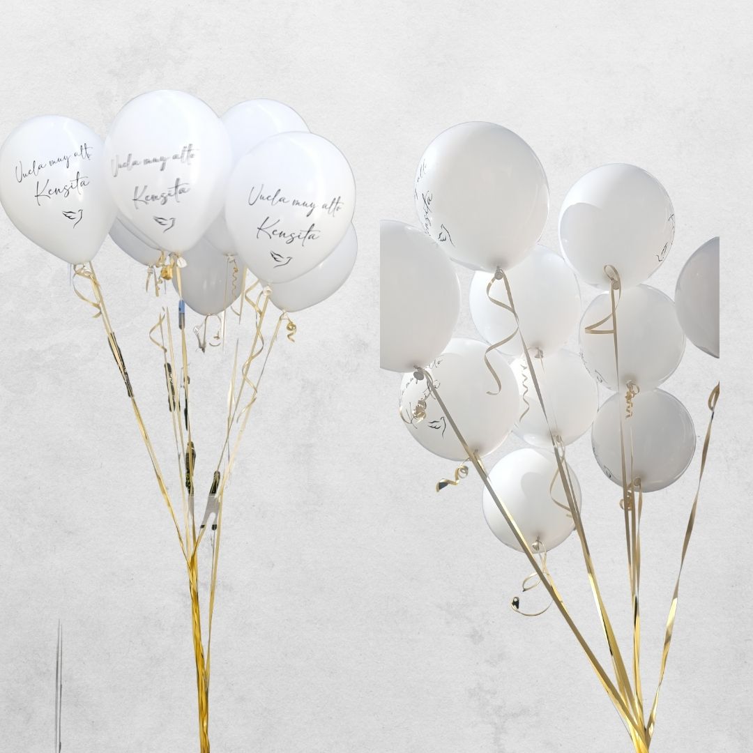 Globos blancos de despedida a un ser querido