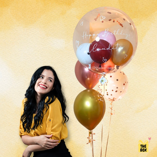 Bouquet Globo burbuja y 3 latex