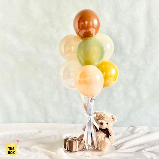 Bouquet de globos más oso de peluche