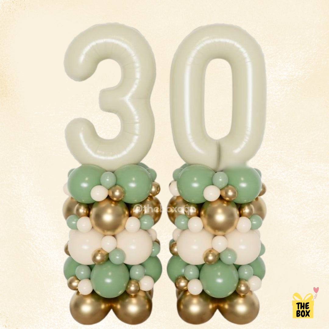 Torre doble de globos con numeros